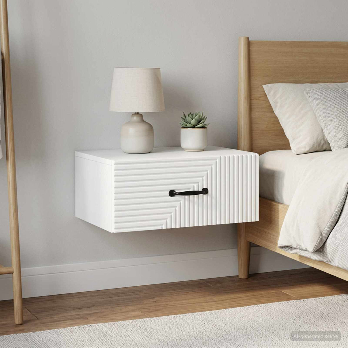 Wandbeugel Bedkast 2 pcs Wit 49 x 34,5 x 20 cm Bewerkt hout is nu te koop bij PeponiXL, paradijselijk wonen!