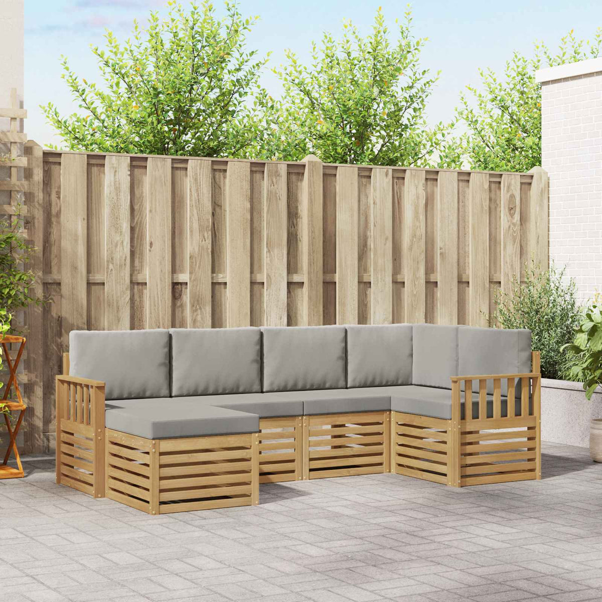 Buiten bankenset 6 pcs Wit en Lichtgrijs 247 x 128,5 x 73 cm is nu te koop bij PeponiXL, paradijselijk wonen!