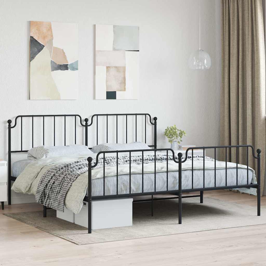 Bedframe met hoofd- en voeteneinde metaal zwart 193x203 cm is nu te koop bij PeponiXL, paradijselijk wonen!