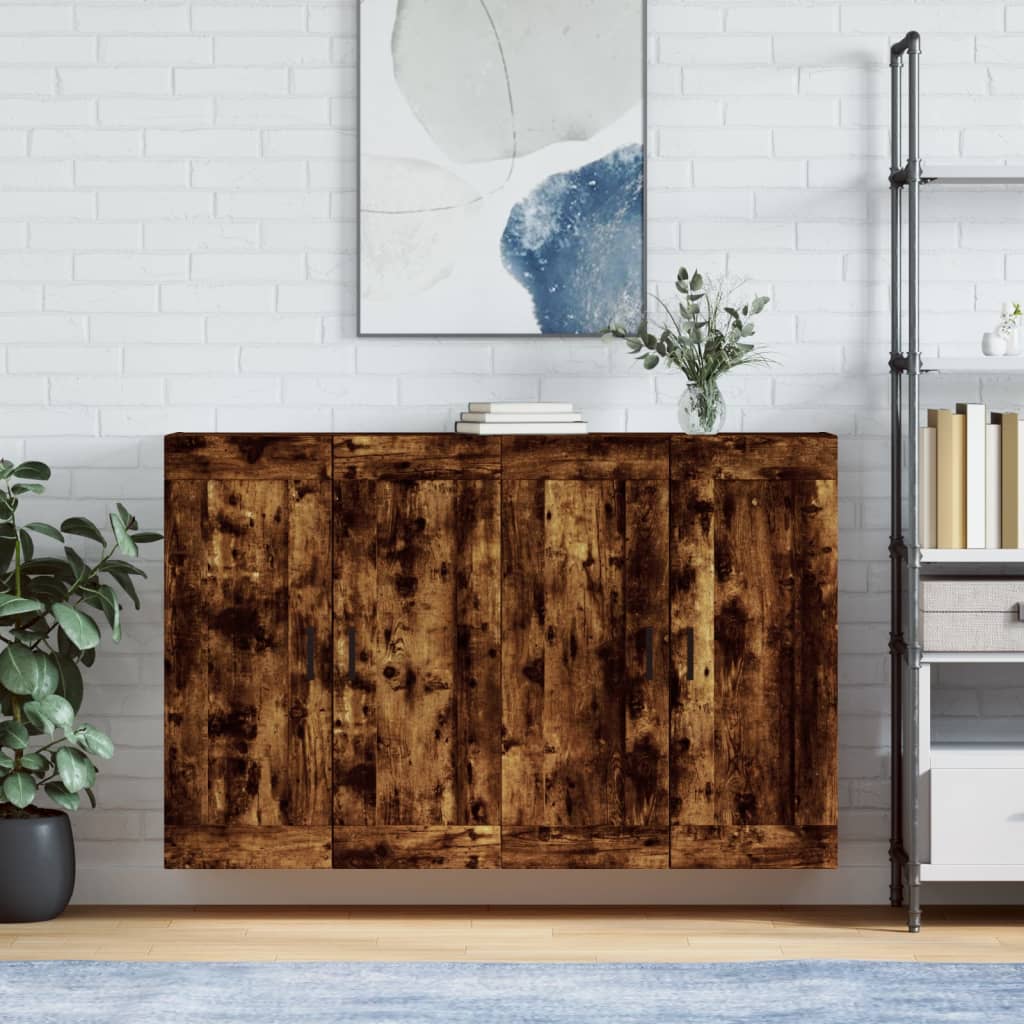 Hangkasten 2 st bewerkt hout gerookt eikenkleurig is nu te koop bij PeponiXL, paradijselijk wonen!