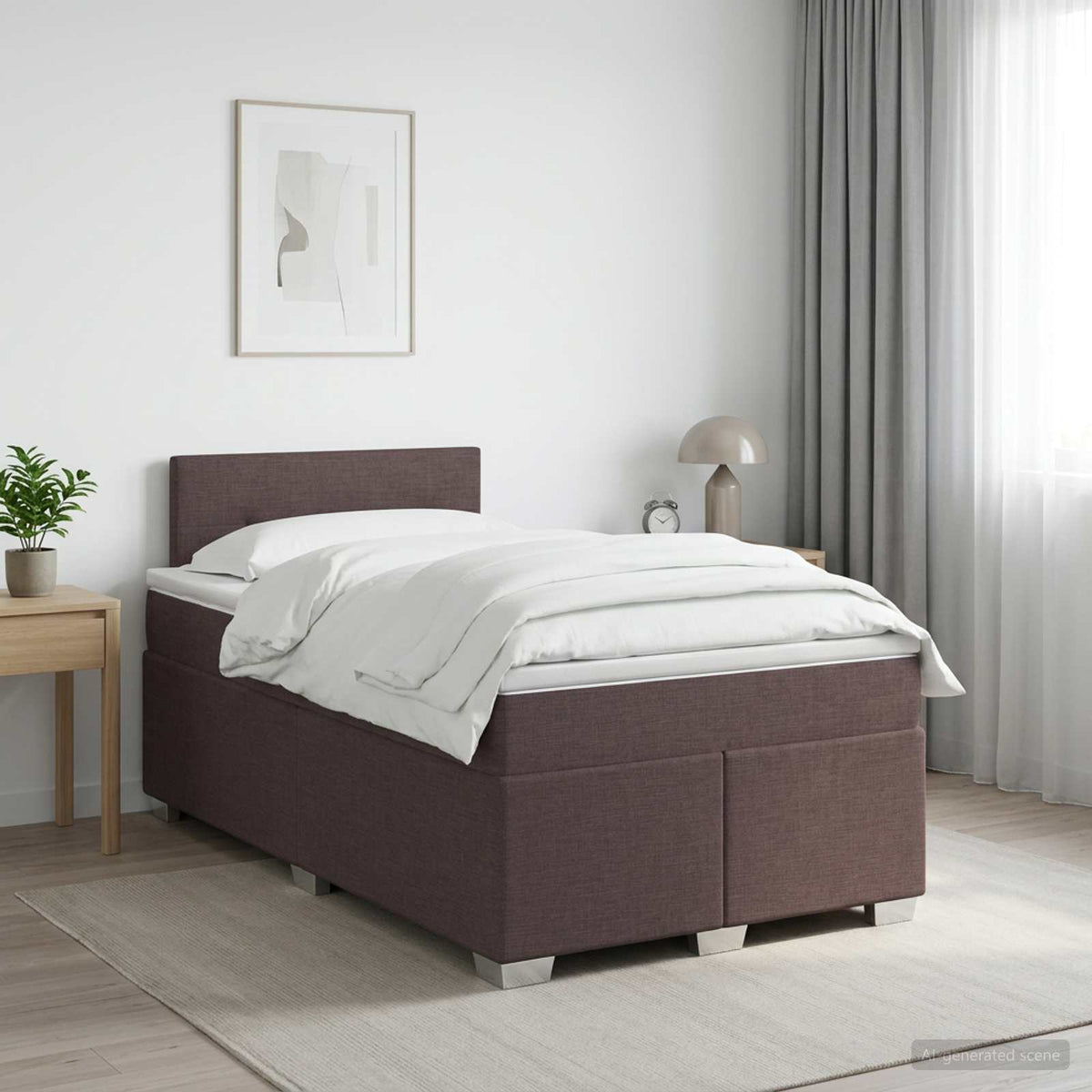 Boxspringbed met matras Donkerbruin 120 x 200 cm Stof is nu te koop bij PeponiXL, paradijselijk wonen!