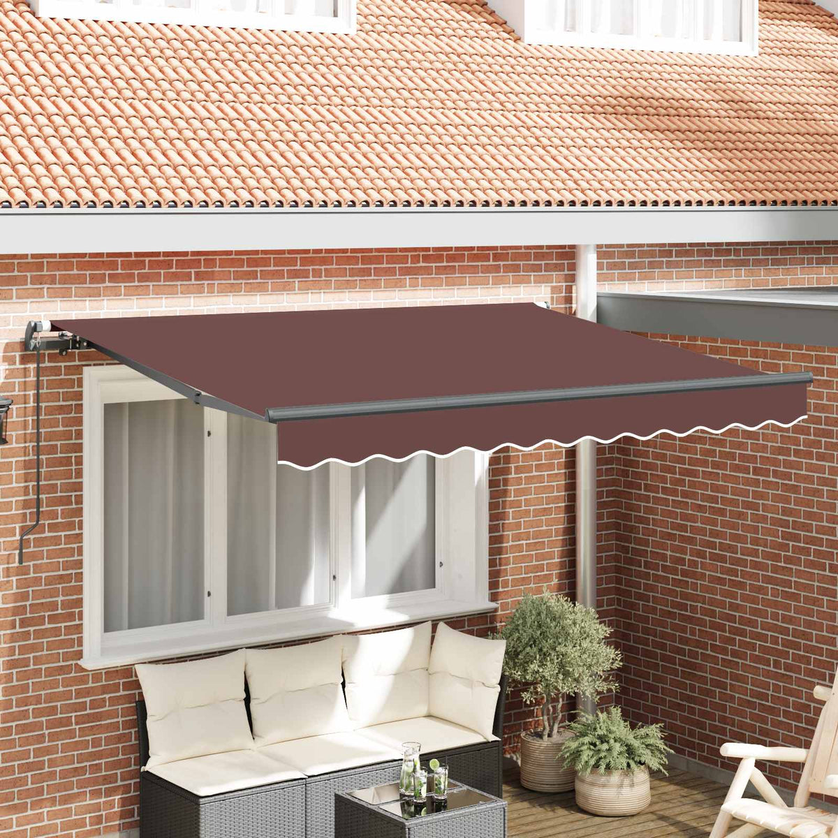 Inklapbaar Zonnescherm Bruin 350 x 200 cm Stof is nu te koop bij PeponiXL, paradijselijk wonen!