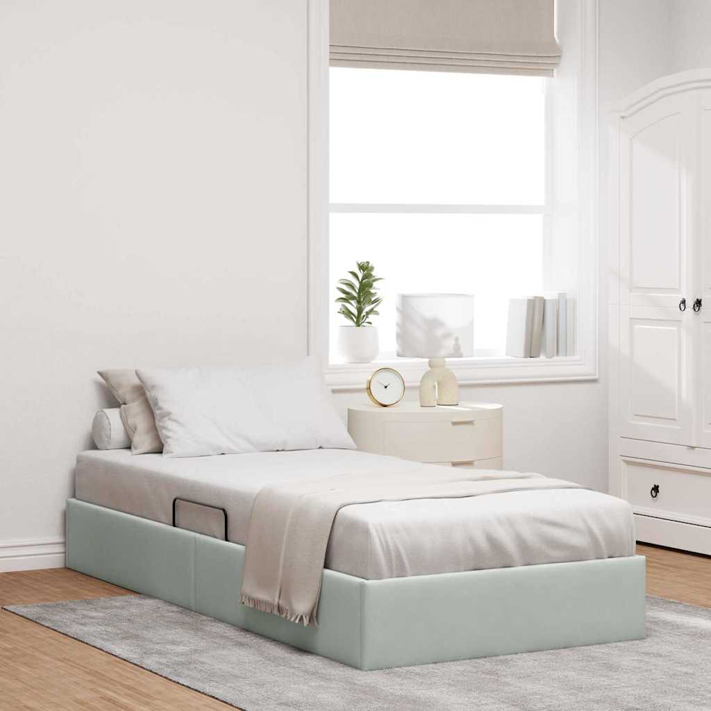 Opslag bed met matras Lichtgrijs 100 x 203 cm Fluweel is nu te koop bij PeponiXL, paradijselijk wonen!