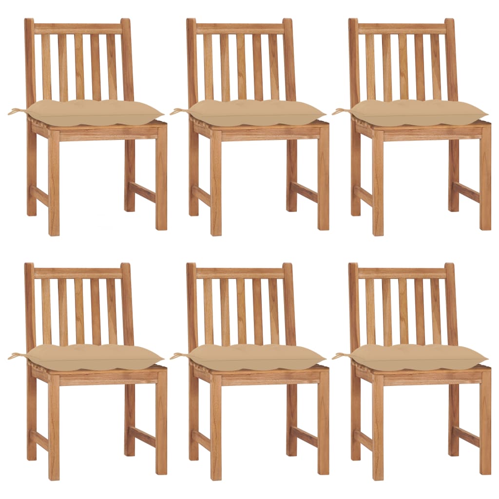 Tuinstoelen 6 st met kussens massief teakhout is nu te koop bij PeponiXL, paradijselijk wonen!