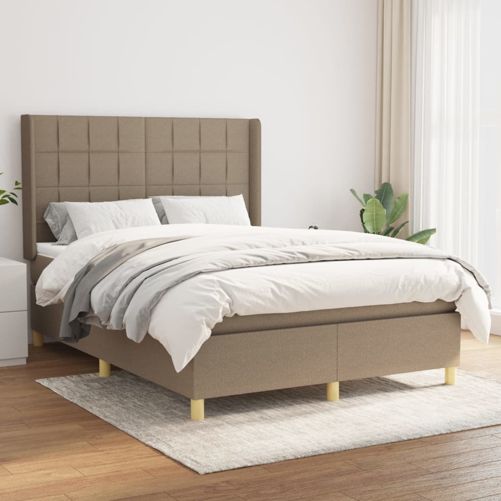 Boxspring met matras stof taupe 140x190 cm is nu te koop bij PeponiXL, paradijselijk wonen!