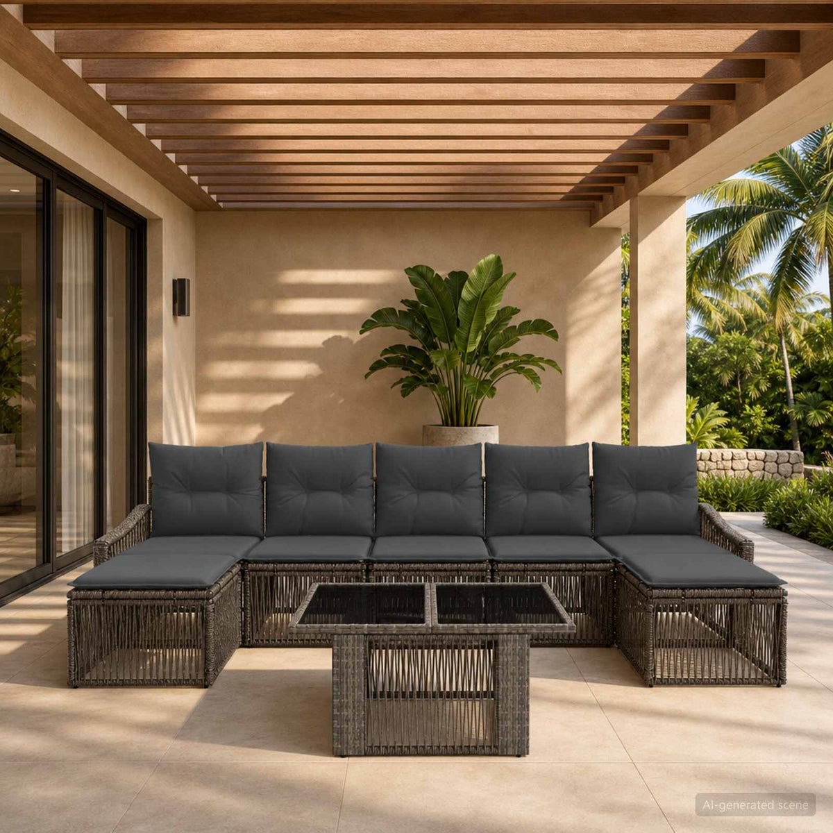 Tuinbankenset 8 st Grijs en Donkergrijs poly rattan is nu te koop bij PeponiXL, paradijselijk wonen!