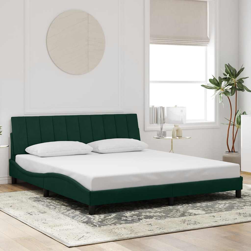 Bedframe zonder matras "Hanko" 180x200 cm fluweel donkergroen is nu te koop bij PeponiXL, paradijselijk wonen!