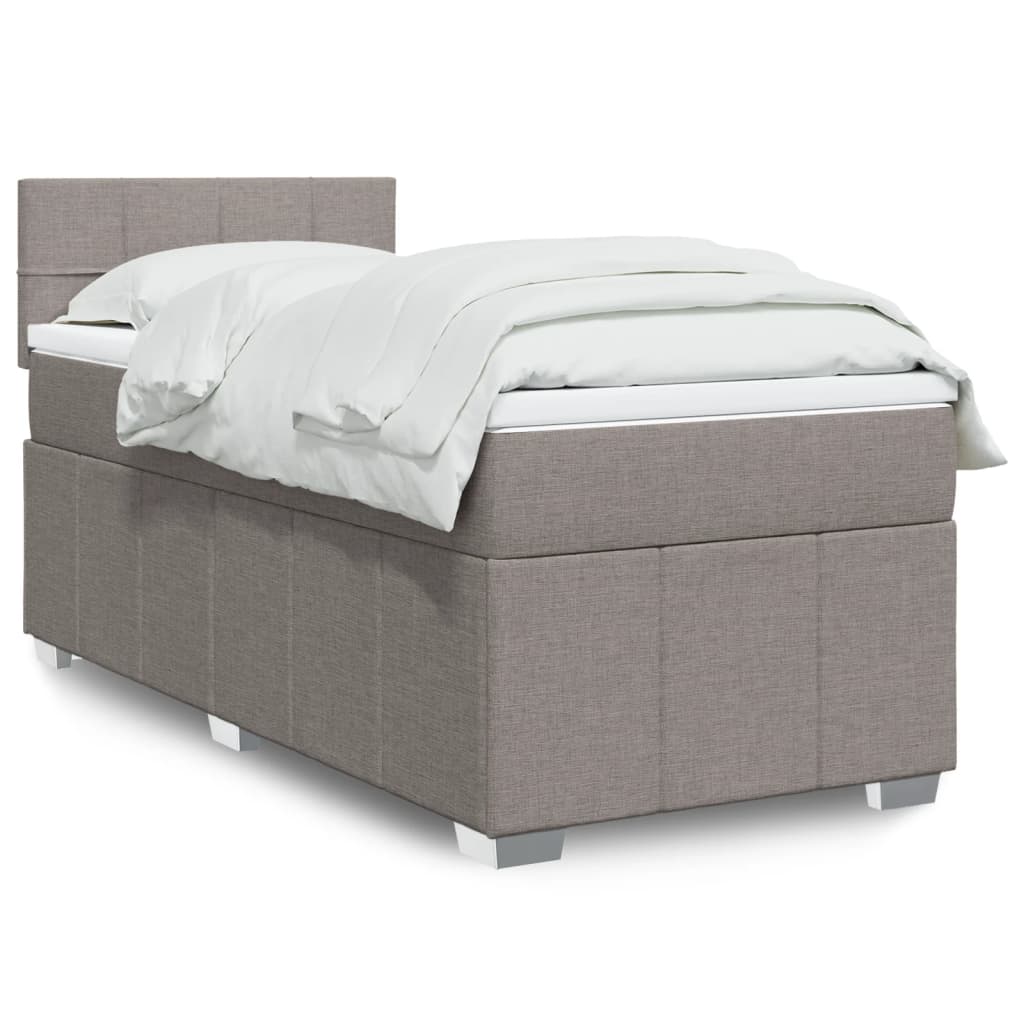 Boxspring met matras stof taupe 90x200 cm is nu te koop bij PeponiXL, paradijselijk wonen!