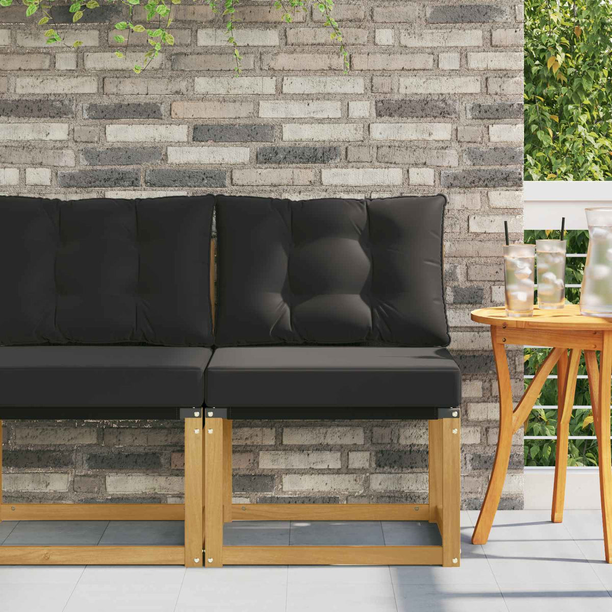 Buiten Midden Sofa Massief acaciahout en Textilene Stof Wit is nu te koop bij PeponiXL, paradijselijk wonen!