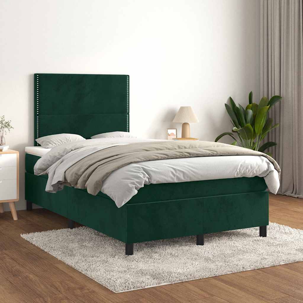 Boxspring met matras fluweel donkergroen 120x200 cm is nu te koop bij PeponiXL, paradijselijk wonen!