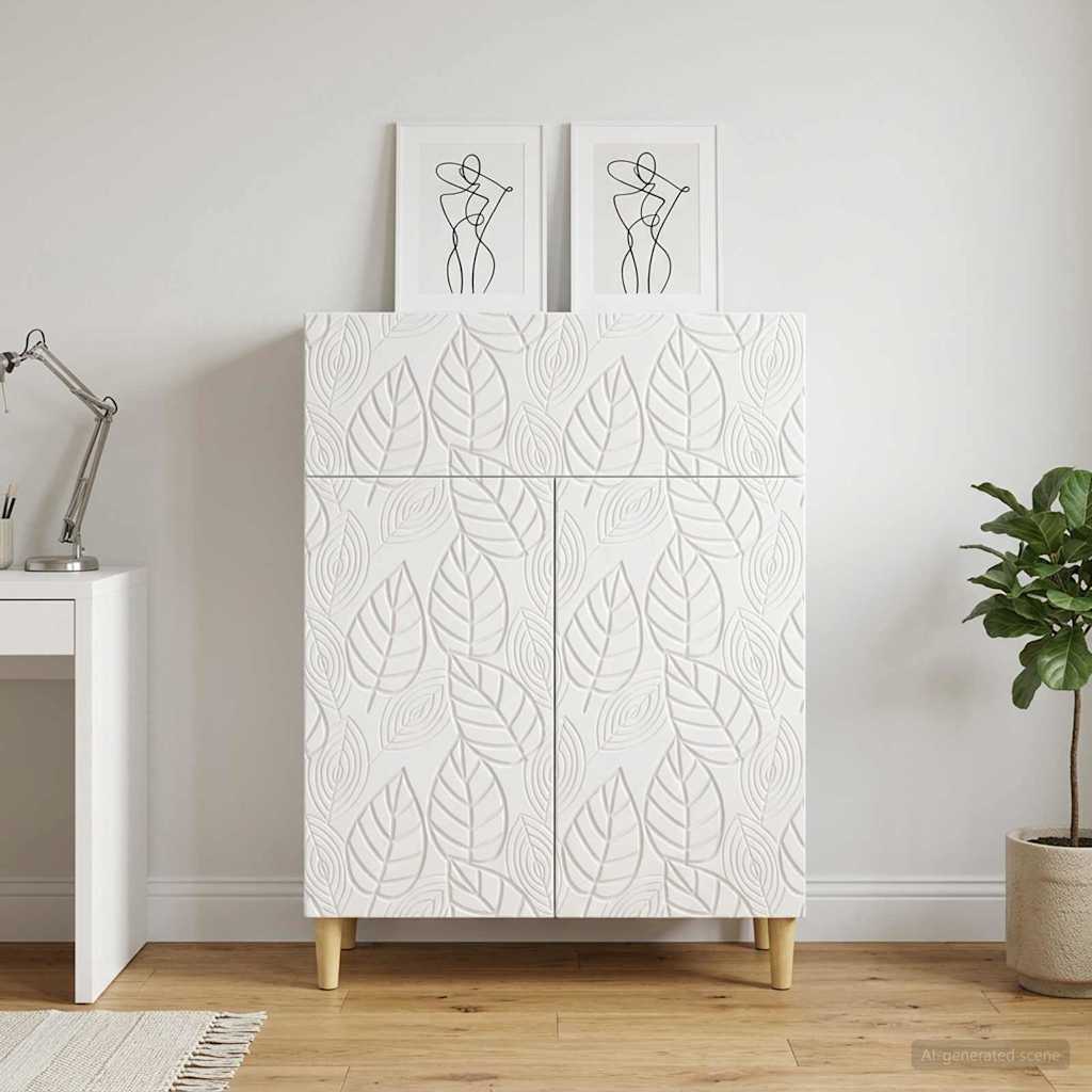 Dressoir Hoogglans Wit 66 x 34,5 x 90 cm Bewerkt hout is nu te koop bij PeponiXL, paradijselijk wonen!