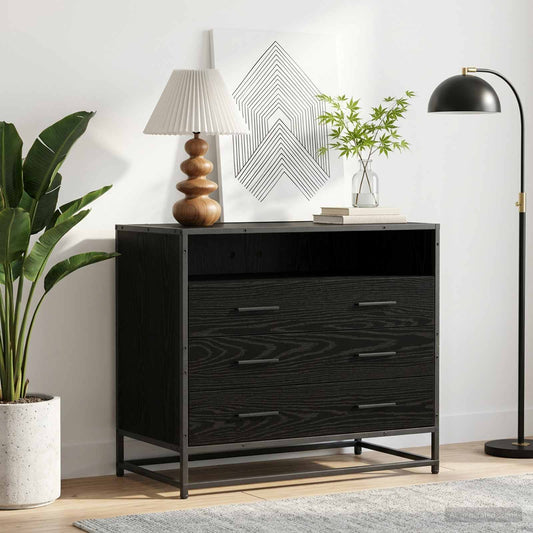 Ladenkast 3-Lade Zwart eiken 70 x 41 x 70 cm Bewerkt hout is nu te koop bij PeponiXL, paradijselijk wonen!