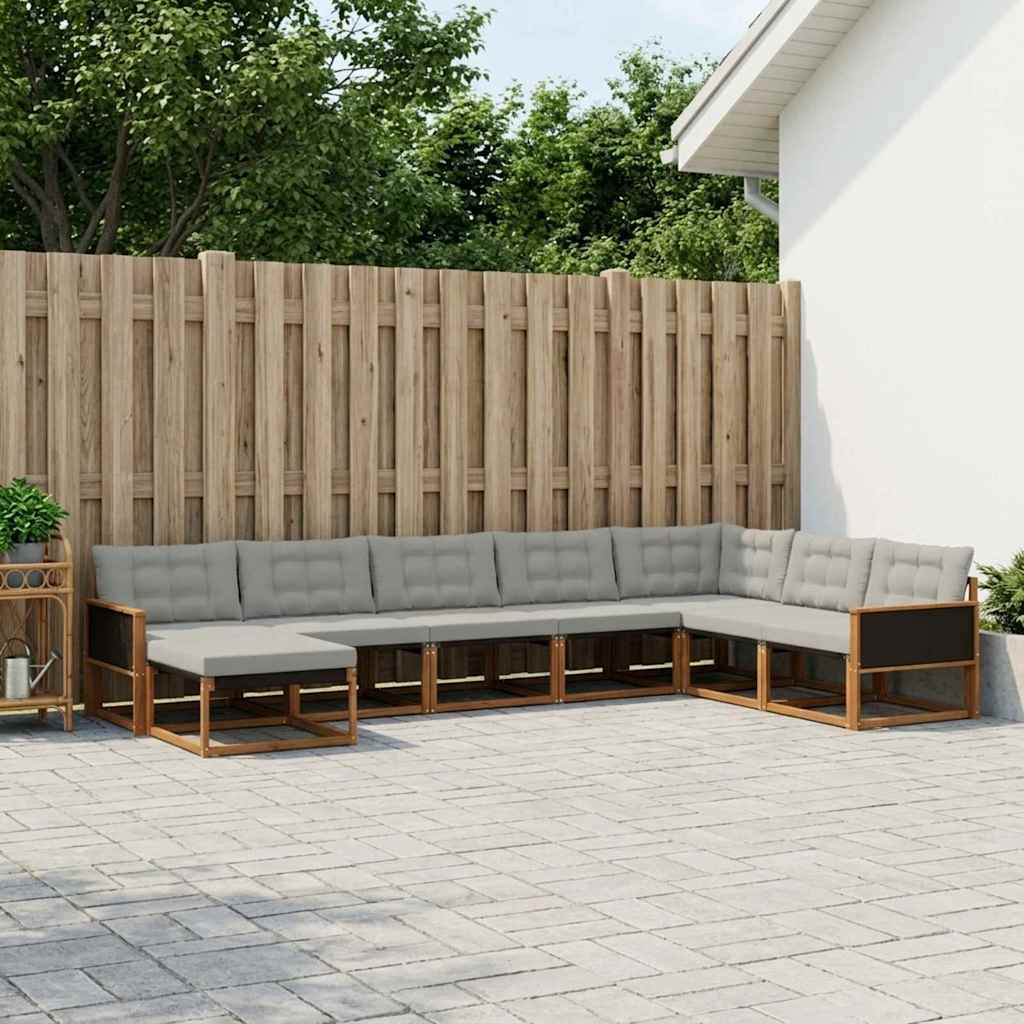Buiten bankenset met kussen 8 pcs Naturel en lichtgrijs is nu te koop bij PeponiXL, paradijselijk wonen!