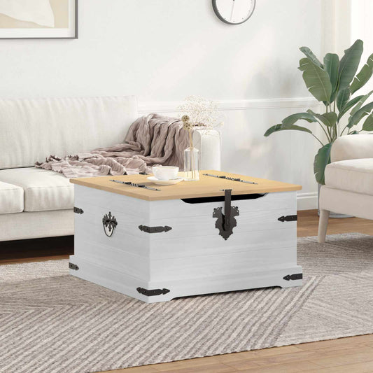 storage box met plank Wit 78 x 78 x 45 cm Massief grenenhout is nu te koop bij PeponiXL, paradijselijk wonen!