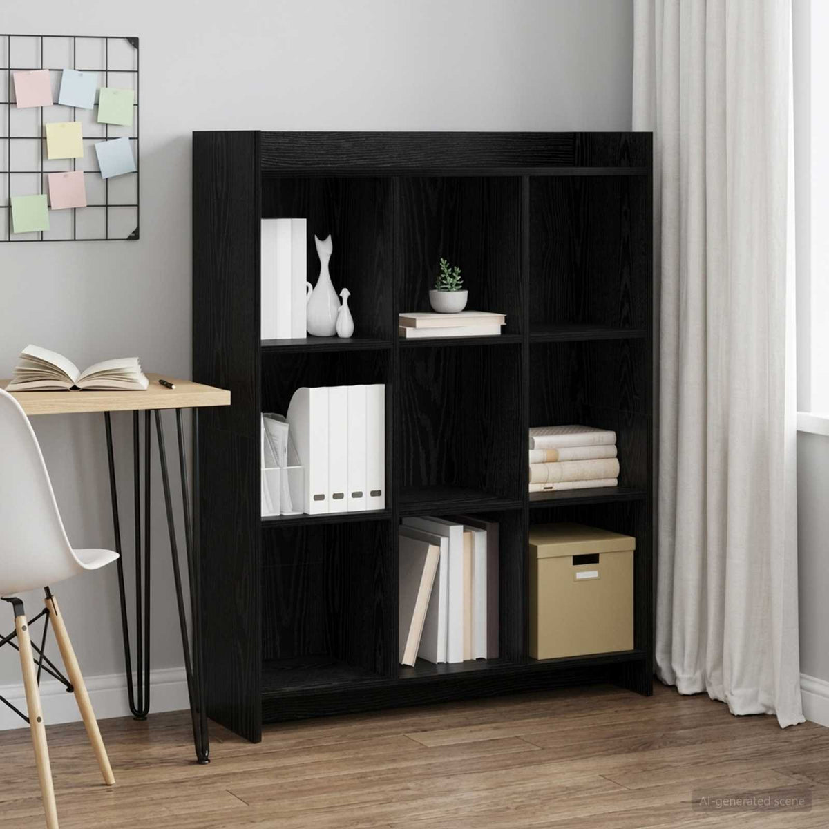 Boekenkast Zwart eiken 87,5 x 30 x 111 cm Bewerkt hout is nu te koop bij PeponiXL, paradijselijk wonen!