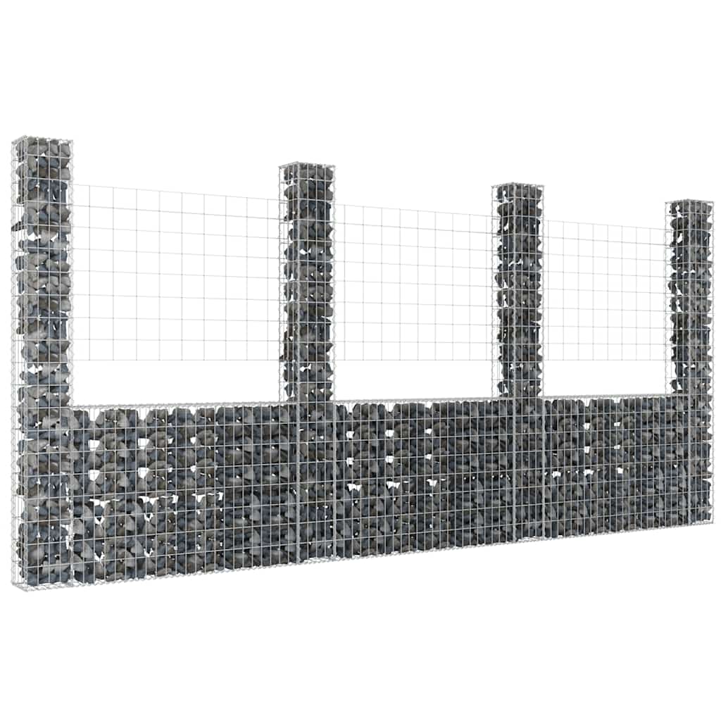 Schanskorf U-vormig met 4 palen 380x20x200 cm ijzer is nu te koop bij PeponiXL, paradijselijk wonen!