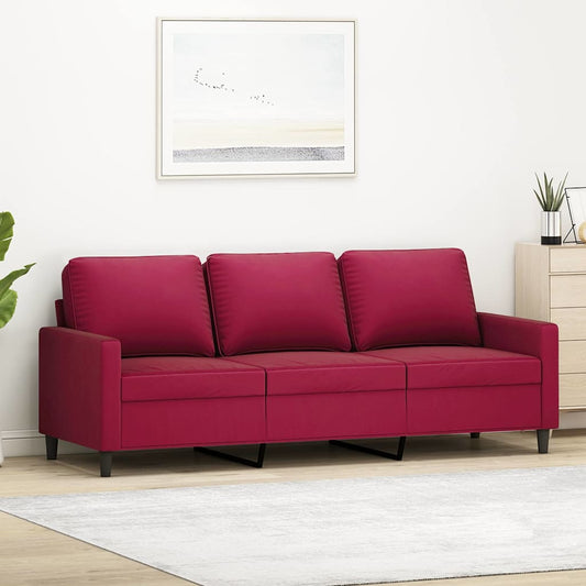 Driezitsbank 180 cm fluweel wijnrood is nu te koop bij PeponiXL, paradijselijk wonen!