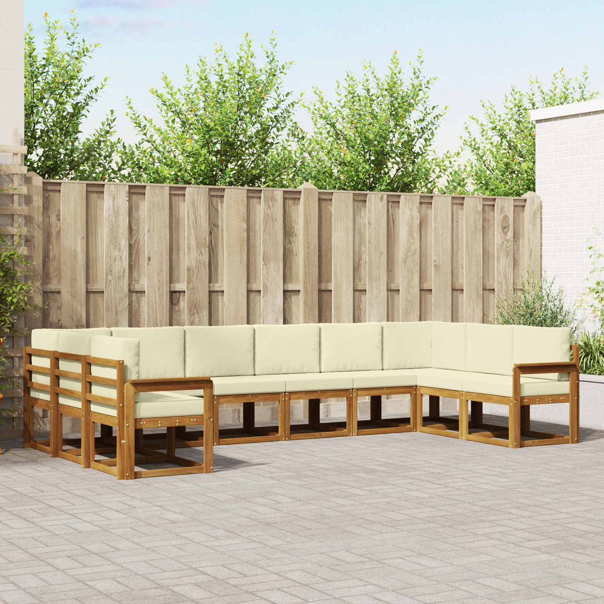 Buiten bankenset met kussen 10 pcs Natuurlijk en Crème is nu te koop bij PeponiXL, paradijselijk wonen!