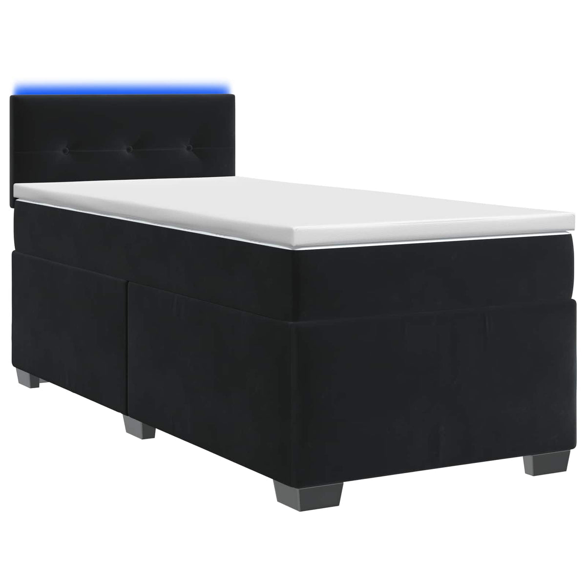 Boxspring Bed met Matras en LED Zwart 90 x 200 cm fluweel is nu te koop bij PeponiXL, paradijselijk wonen!
