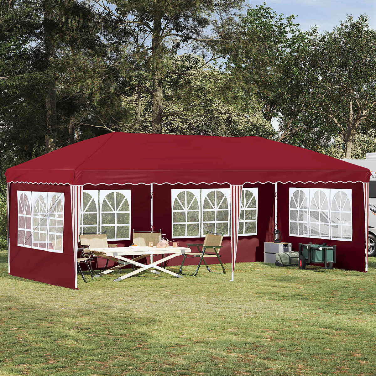 Pop-up Feesttent 575 x 289 x 245 cm Bordeauxrood is nu te koop bij PeponiXL, paradijselijk wonen!