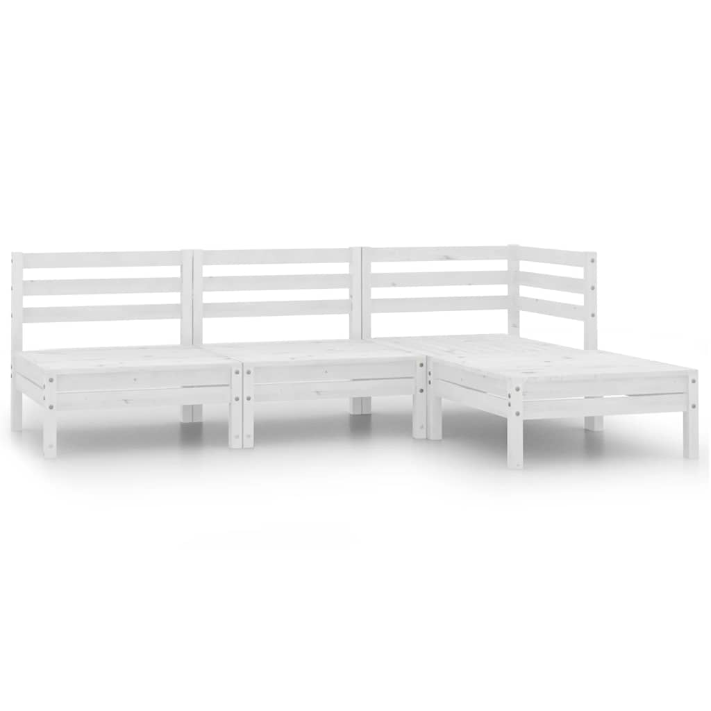 4-delige Loungeset massief grenenhout wit is nu te koop bij PeponiXL, paradijselijk wonen!