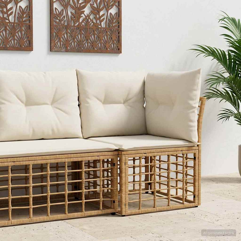 Modulaire Outdoor Hoek Sofa Eenheid Naturel poly rattan is nu te koop bij PeponiXL, paradijselijk wonen!