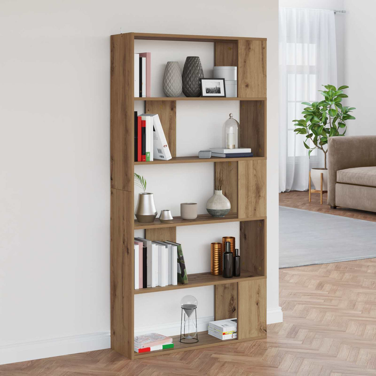 Boekenkast Artisan Eiken 80 x 24 x 159 cm Bewerkt hout is nu te koop bij PeponiXL, paradijselijk wonen!