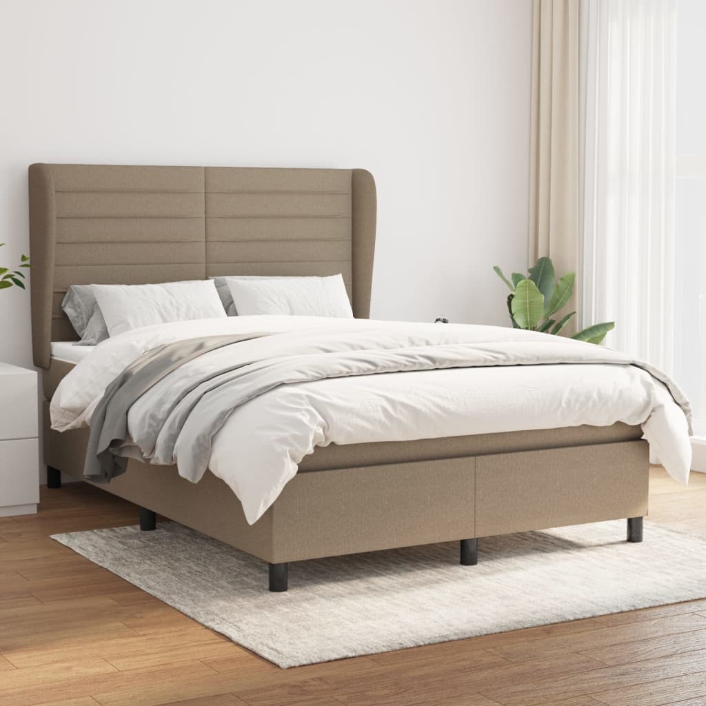 Boxspring met matras stof taupe 140x190 cm is nu te koop bij PeponiXL, paradijselijk wonen!