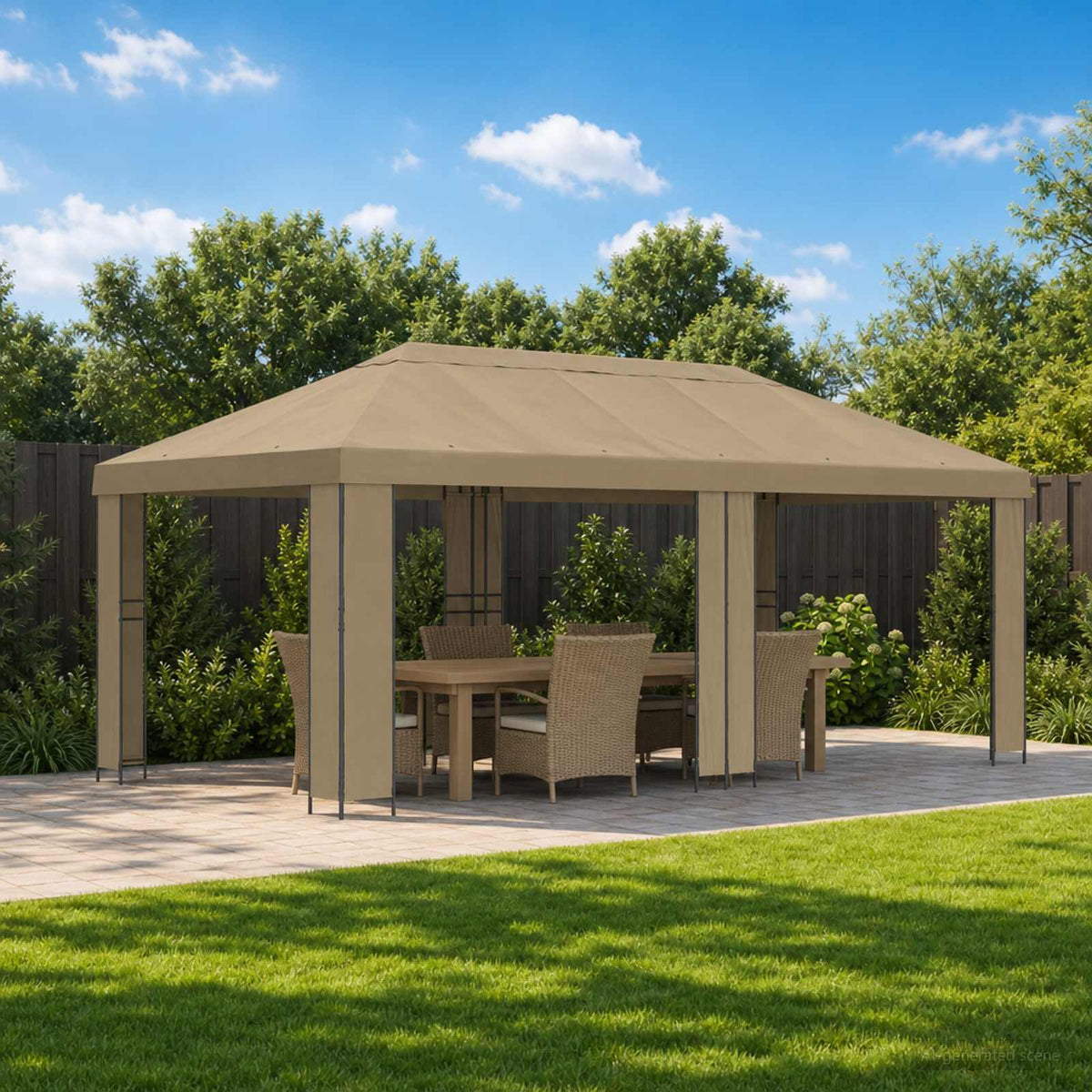 Tuinprieel 6 x 3 m Beige Polyester en staal 190 is nu te koop bij PeponiXL, paradijselijk wonen!