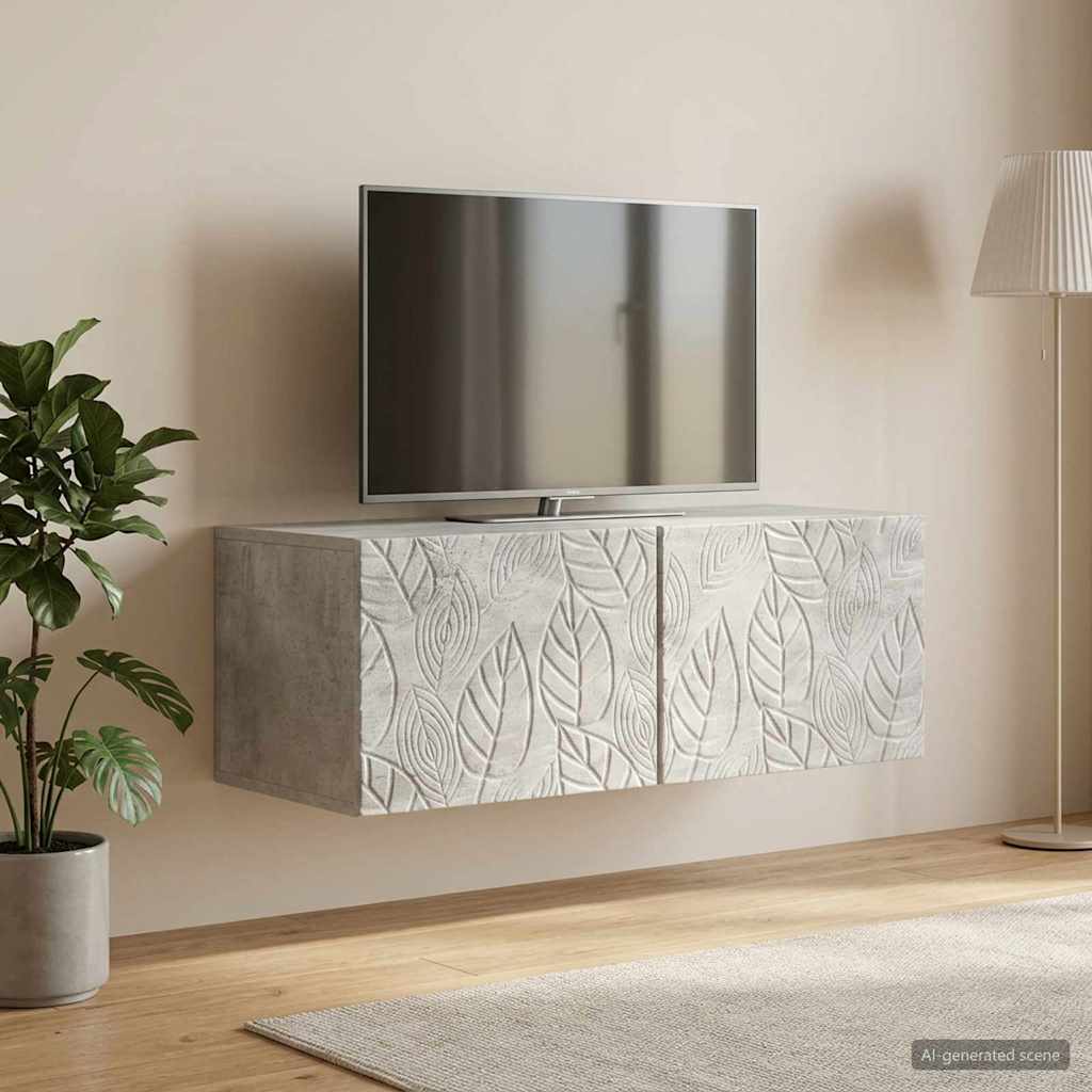 Wandbeugel TV-kast 59,5 x 31 cm Betongrijs Bewerkt hout is nu te koop bij PeponiXL, paradijselijk wonen!