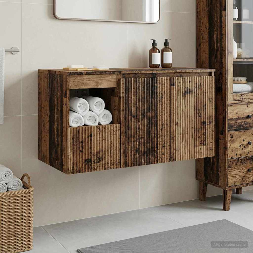 Badkamermeubelset 2 st Oud hout Bewerkt hout is nu te koop bij PeponiXL, paradijselijk wonen!