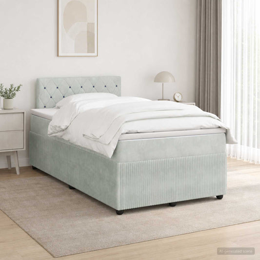 Boxspringbed met matras Lichtgrijs 120 x 200 cm Fluweel is nu te koop bij PeponiXL, paradijselijk wonen!