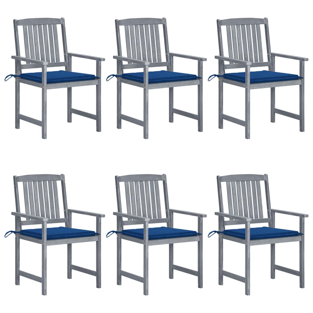 Tuinstoelen 6 st met kussens massief acaciahout grijs is nu te koop bij PeponiXL, paradijselijk wonen!