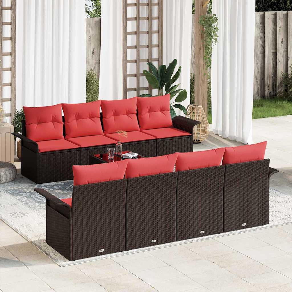 Tuin Sofa Set met kussen 9 pcs Bruin poly rattan is nu te koop bij PeponiXL, paradijselijk wonen!