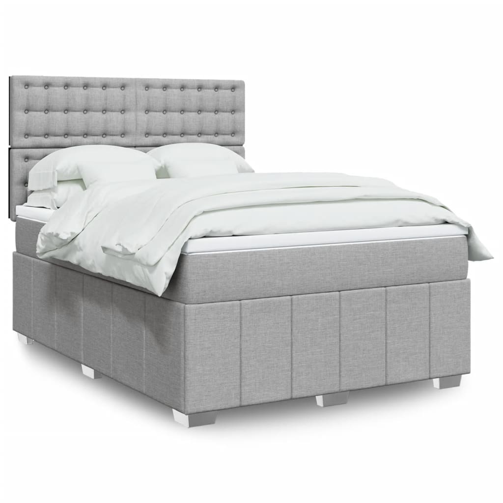 Boxspring met matras stof lichtgrijs 140x200 cm is nu te koop bij PeponiXL, paradijselijk wonen!