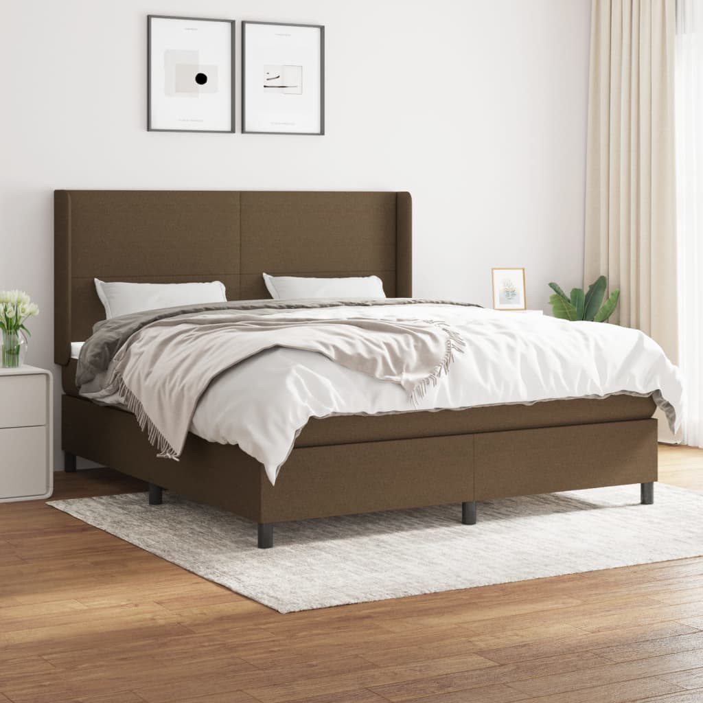 Boxspring met matras stof donkerbruin 180x200 cm is nu te koop bij PeponiXL, paradijselijk wonen!
