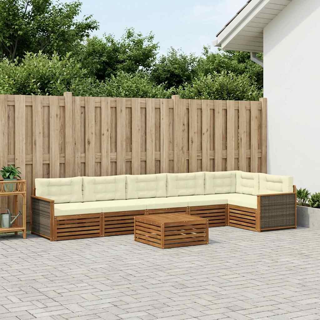 Buiten bankenset met kussen 7 pcs Natuurlijk en Crème is nu te koop bij PeponiXL, paradijselijk wonen!