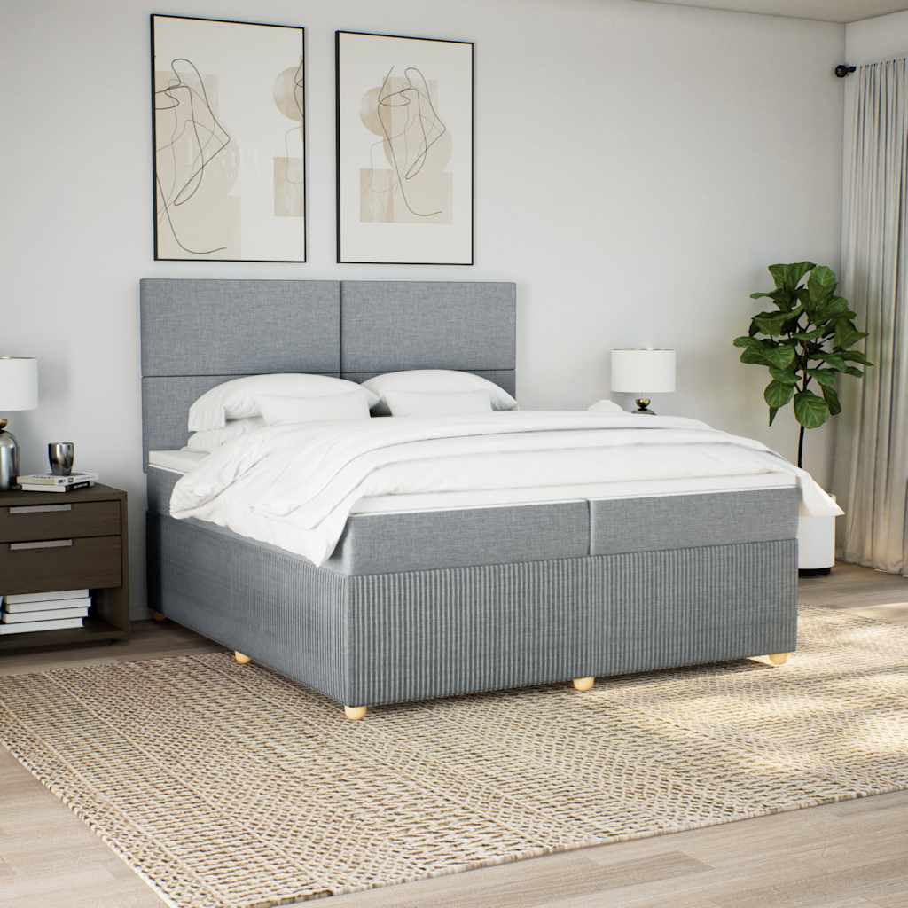 Boxspring met matras stof lichtgrijs 200x200 cm is nu te koop bij PeponiXL, paradijselijk wonen!