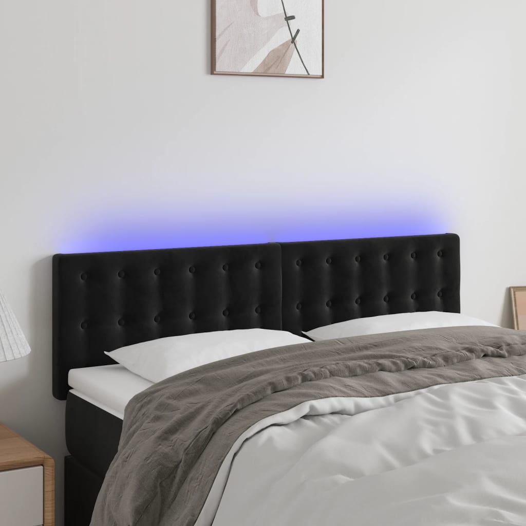 Hoofdbord LED 144x5x78/88 cm fluweel zwart is nu te koop bij PeponiXL, paradijselijk wonen!