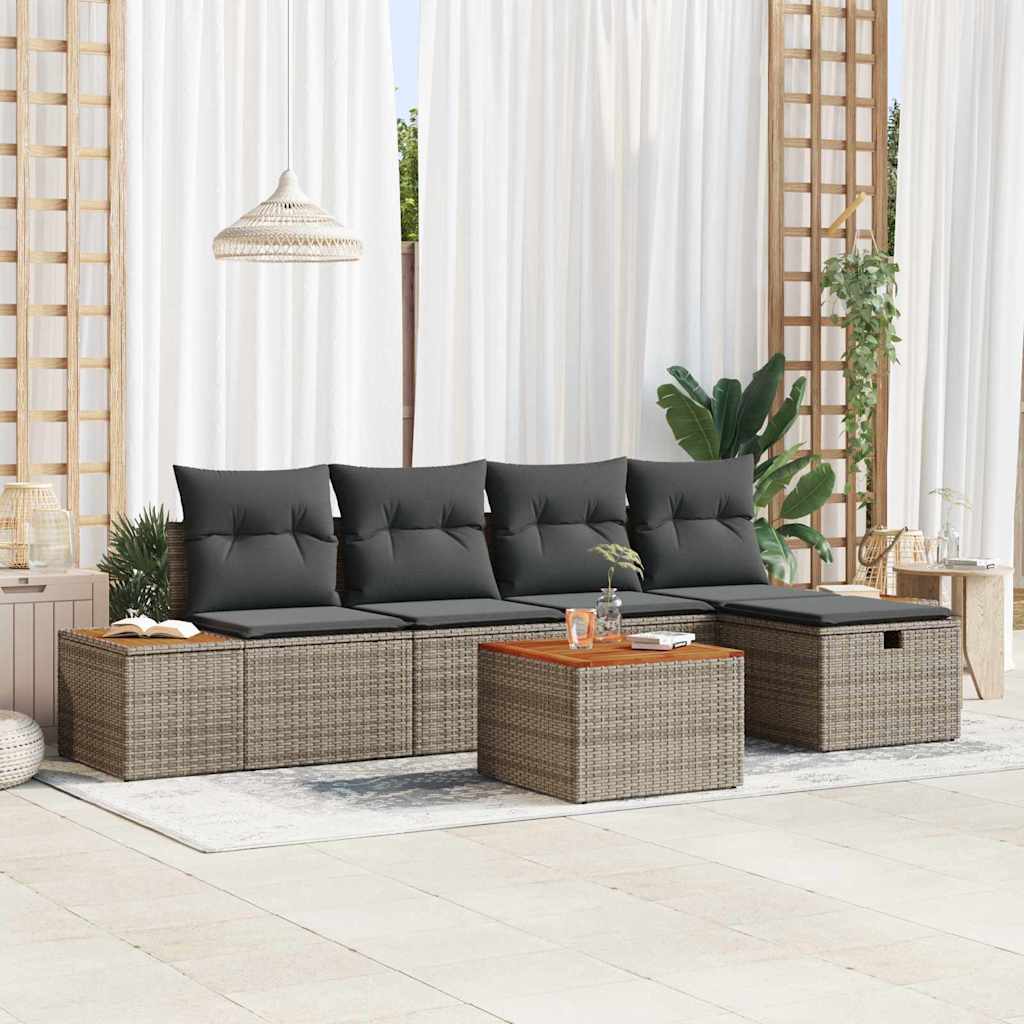Tuinbankenset 6 st Grijs poly rattan is nu te koop bij PeponiXL, paradijselijk wonen!