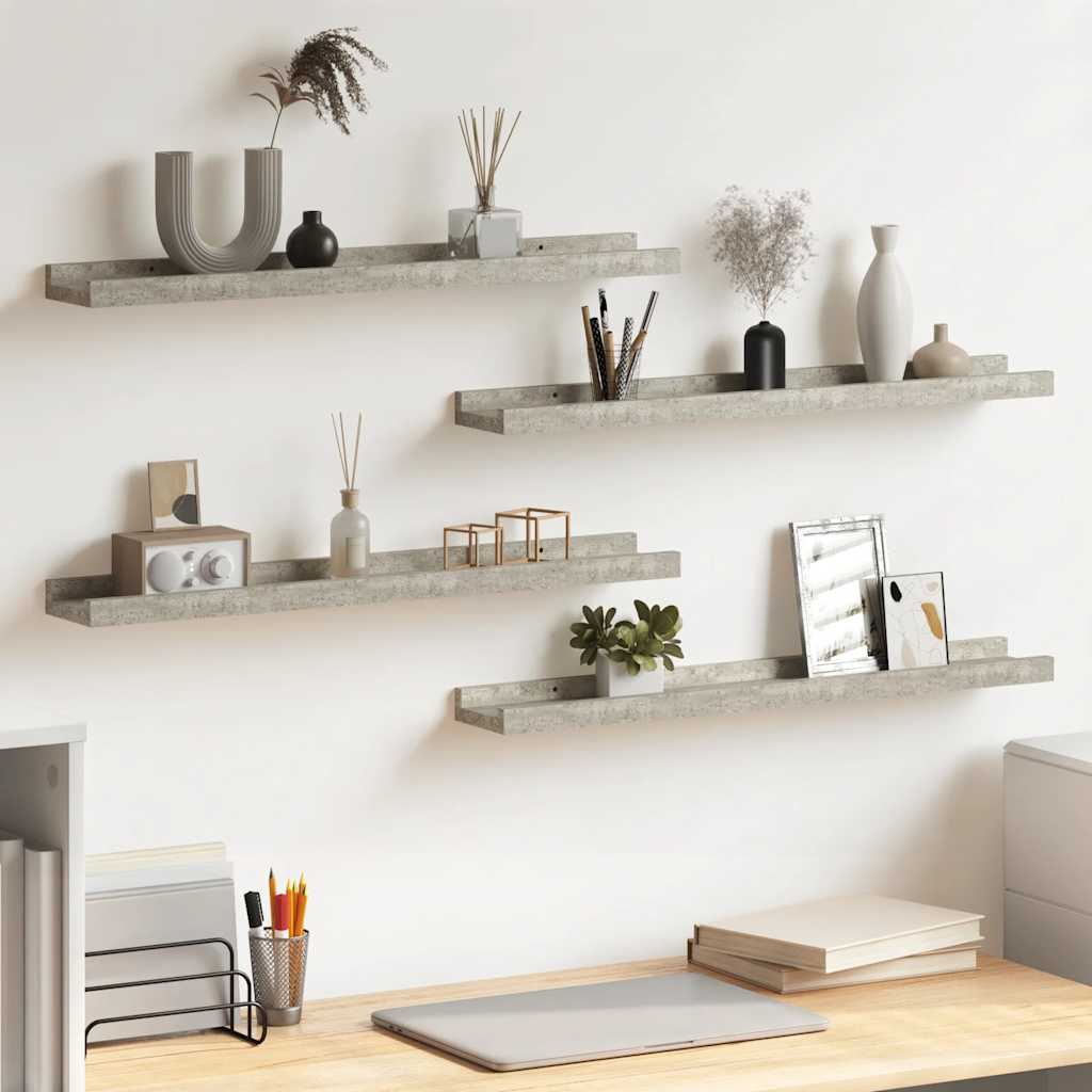 Wandschappen 4 st 60x9x3 cm betongrijs is nu te koop bij PeponiXL, paradijselijk wonen!