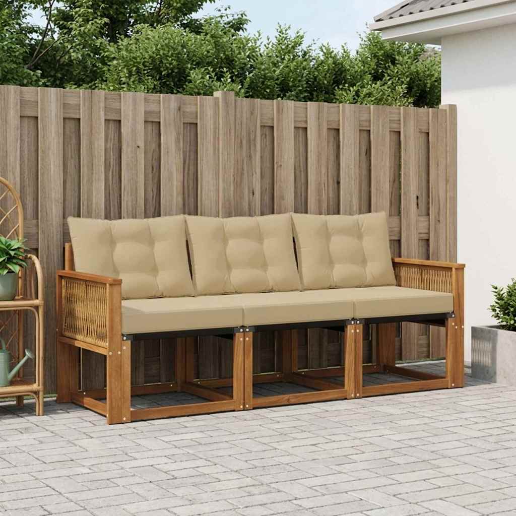 Buiten bankenset met kussen 3 pcs Natuurlijk en Beige is nu te koop bij PeponiXL, paradijselijk wonen!