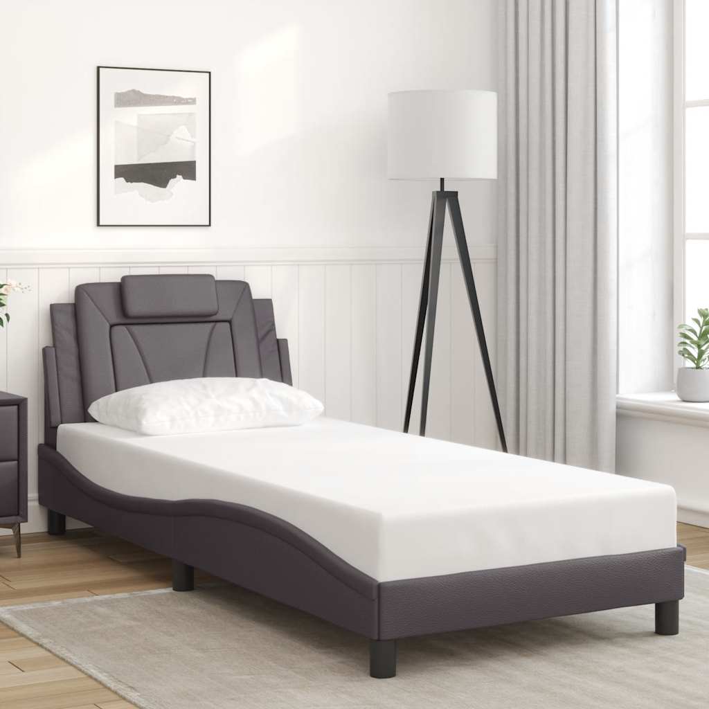Bedframe "Viana" zonder matras kunstleer grijs 80x200 cm is nu te koop bij PeponiXL, paradijselijk wonen!