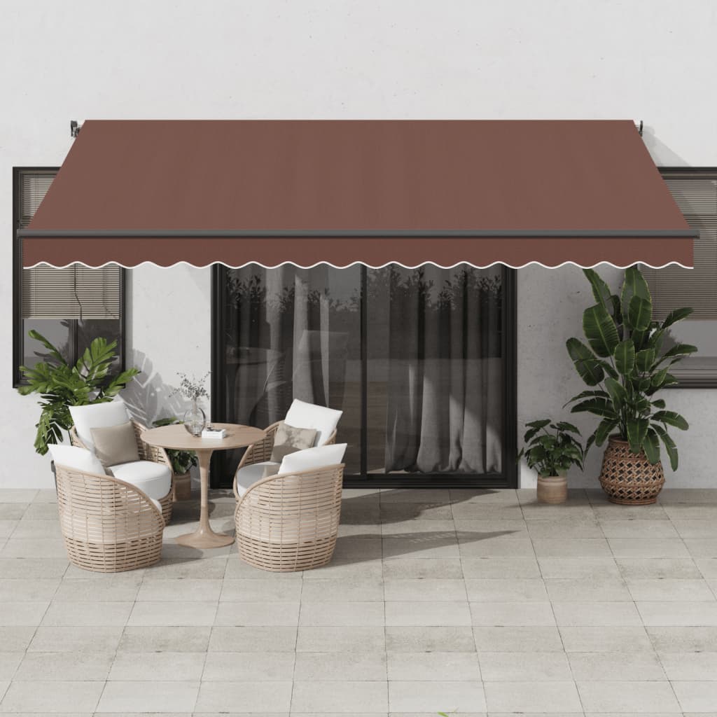 Luifel handmatig uittrekbaar met LED's 450x350 cm bruin is nu te koop bij PeponiXL, paradijselijk wonen!
