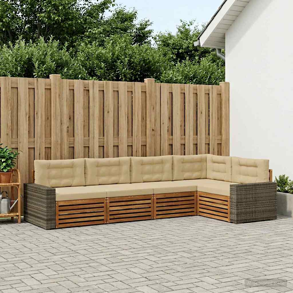 Buiten bankenset 5 pcs Natuurlijk en Beige 331 x 172,5 x 73 cm is nu te koop bij PeponiXL, paradijselijk wonen!