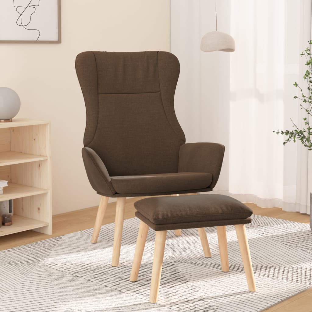 Relaxstoel met voetenbank stof bruin is nu te koop bij PeponiXL, paradijselijk wonen!