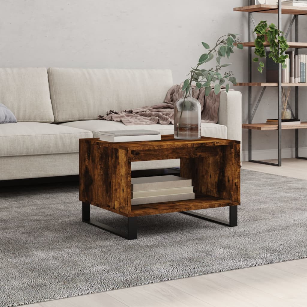 Salontafel 60x50x40 cm bewerkt hout gerookt eikenkleurig is nu te koop bij PeponiXL, paradijselijk wonen!