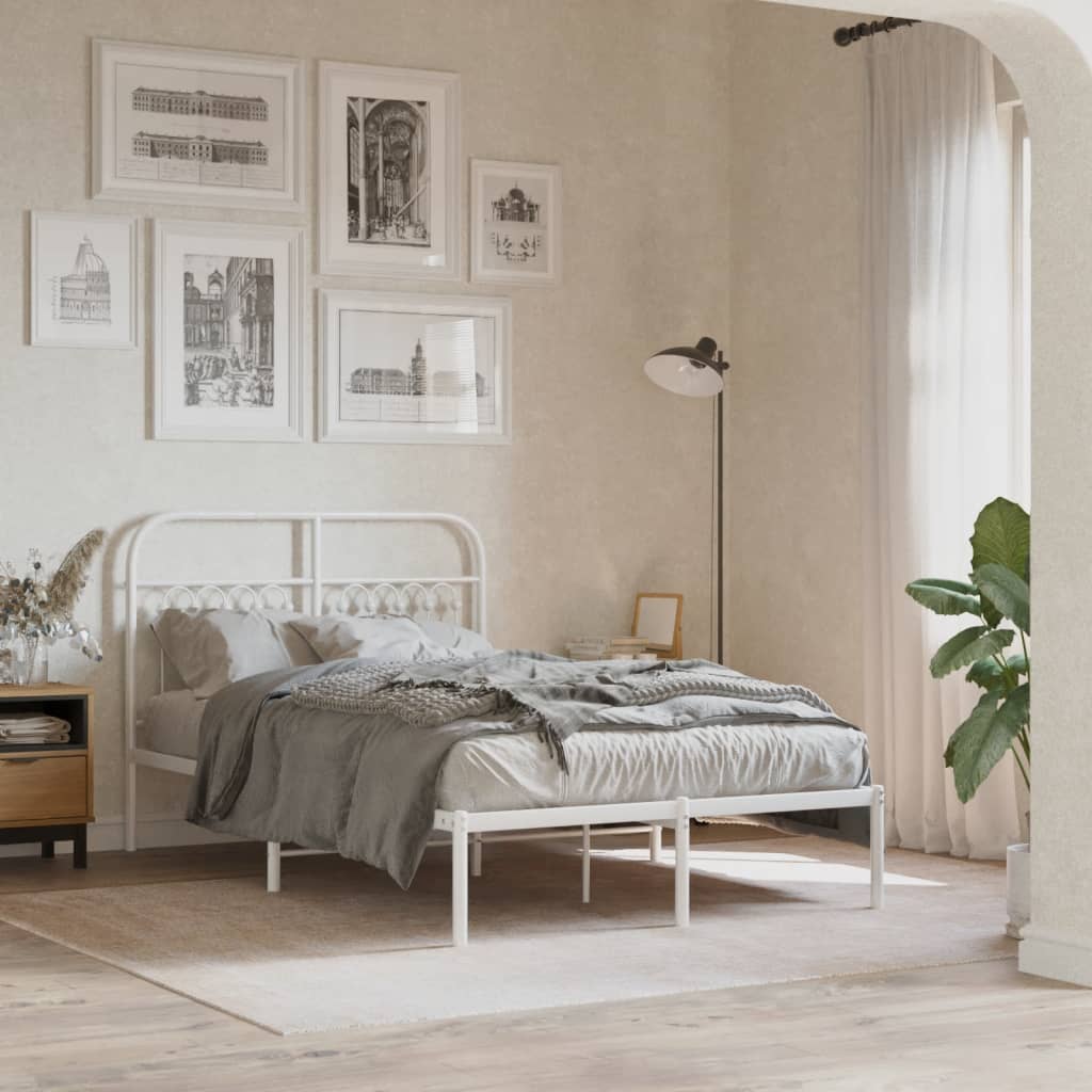 Bedframe met hoofdbord metaal wit 120x200 cm is nu te koop bij PeponiXL, paradijselijk wonen!