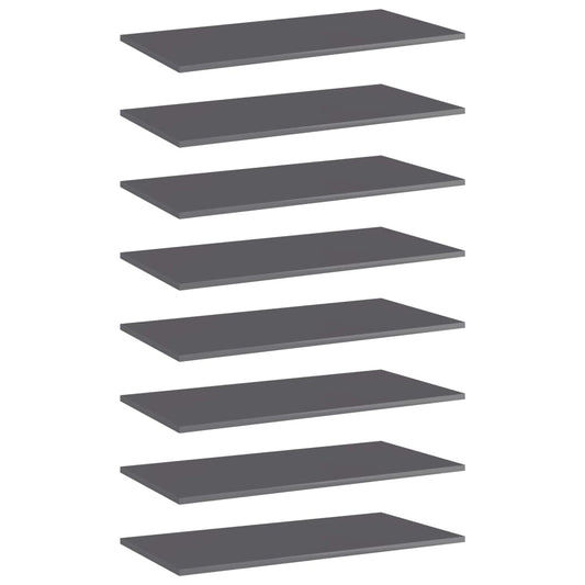 Wandschappen 8 st 80x40x1,5 cm spaanplaat hoogglans grijs is nu te koop bij PeponiXL, paradijselijk wonen!