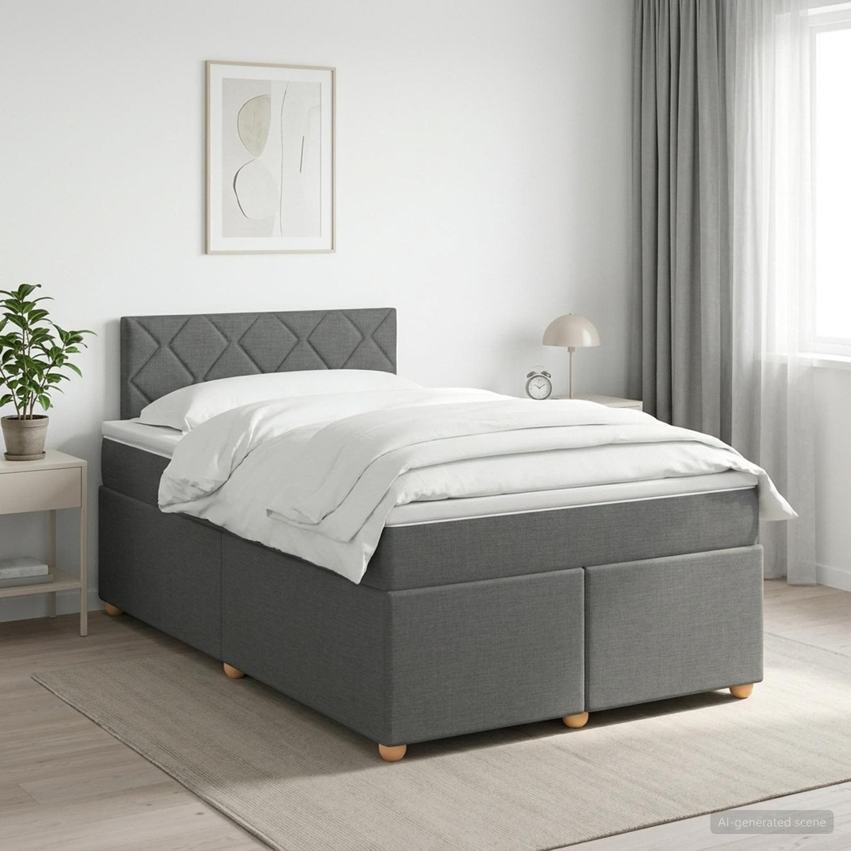 Boxspringbed met matras Donkergrijs 120 x 190 cm Stof is nu te koop bij PeponiXL, paradijselijk wonen!